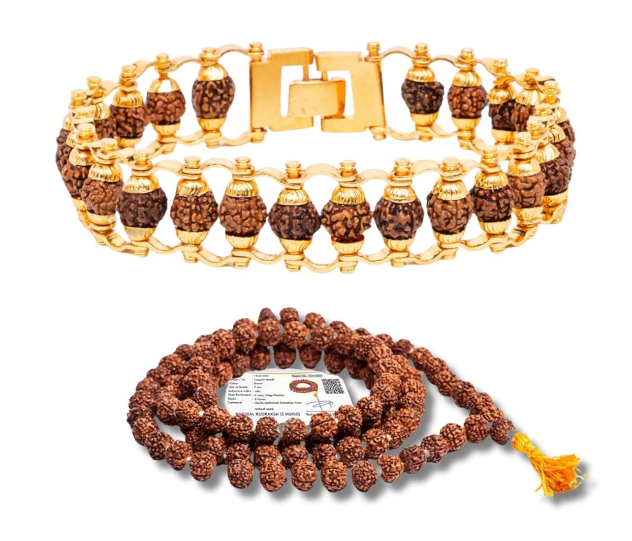 108 beads 5 mukhi Rudraksha mala + bracelet combo - Shivasahkti