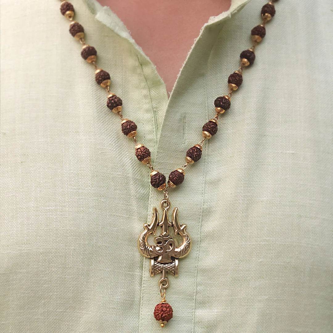 Om Shiva Trishool Rudraksha Necklace 54 beads - Shivashakti